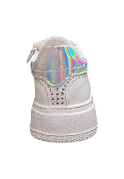 Scarpe sneakers Bambine e ragazze ferrè william  bianco laccio e zip laterale