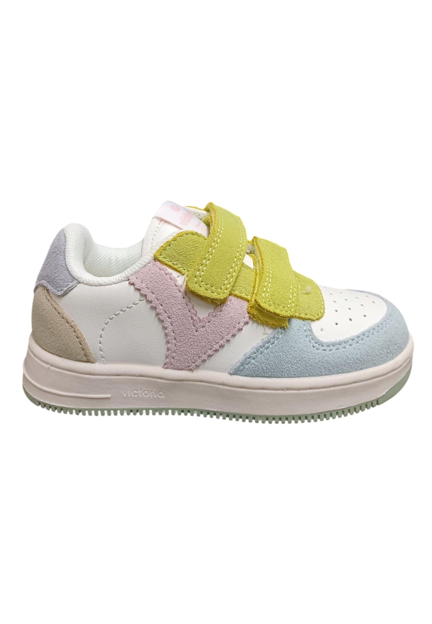 Scarpe sneakers Bambine e ragazze Victoria Tiempo  bianco-rosa-celeste-verde velcro