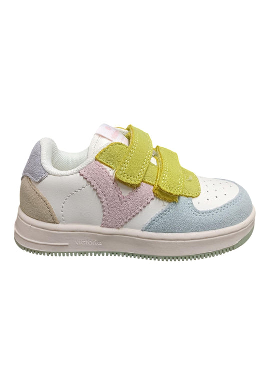 Scarpe sneakers Bambine e ragazze Victoria Tiempo  bianco-rosa-celeste-verde velcro