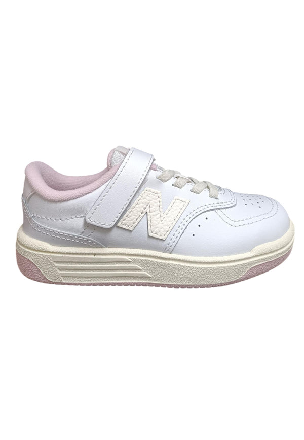 Scarpe sneakers Bambine e ragazze New Balance B80  bianco-rosa laccio elastico e velcro