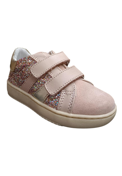 Sneakers bambina Balducci Lynn cipria glitter multicolor oro pelle - Magia scintillante con zip