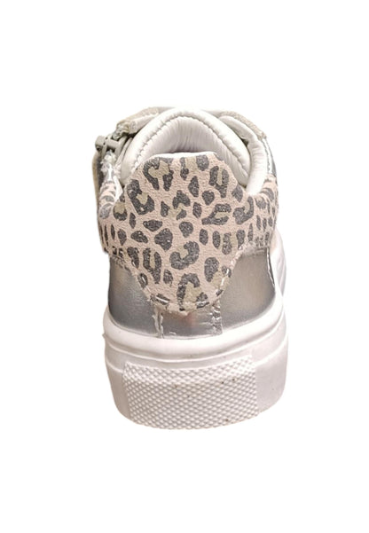 Scarpe sneakers Bambine e ragazze balducci BUTTER  bianco-argento-beige-maculato laccio e zip laterale