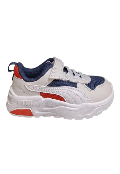 Puma Trinity Sneakers Bambino Ragazzo Bianco Grigio Rosso - Scarpe Ginnastica Velcro