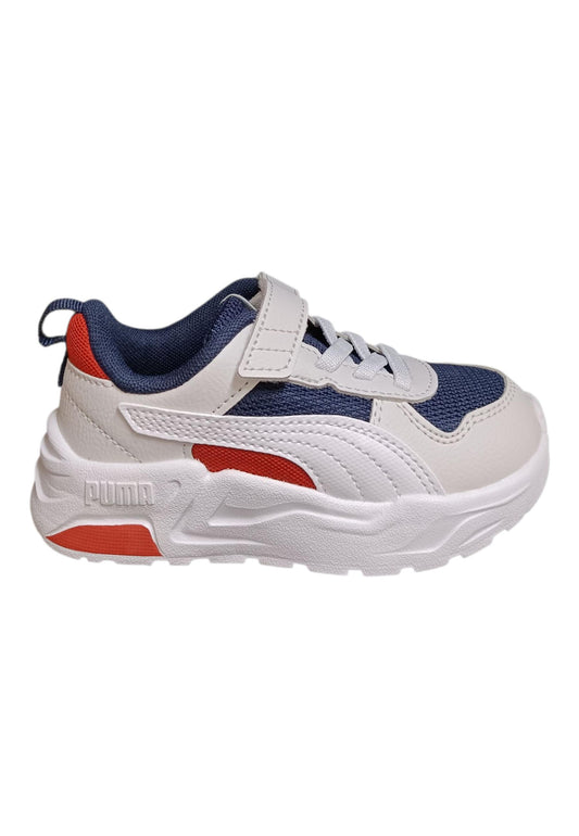 Puma Trinity Sneakers Bambino Ragazzo Bianco Grigio Rosso - Scarpe Ginnastica Velcro