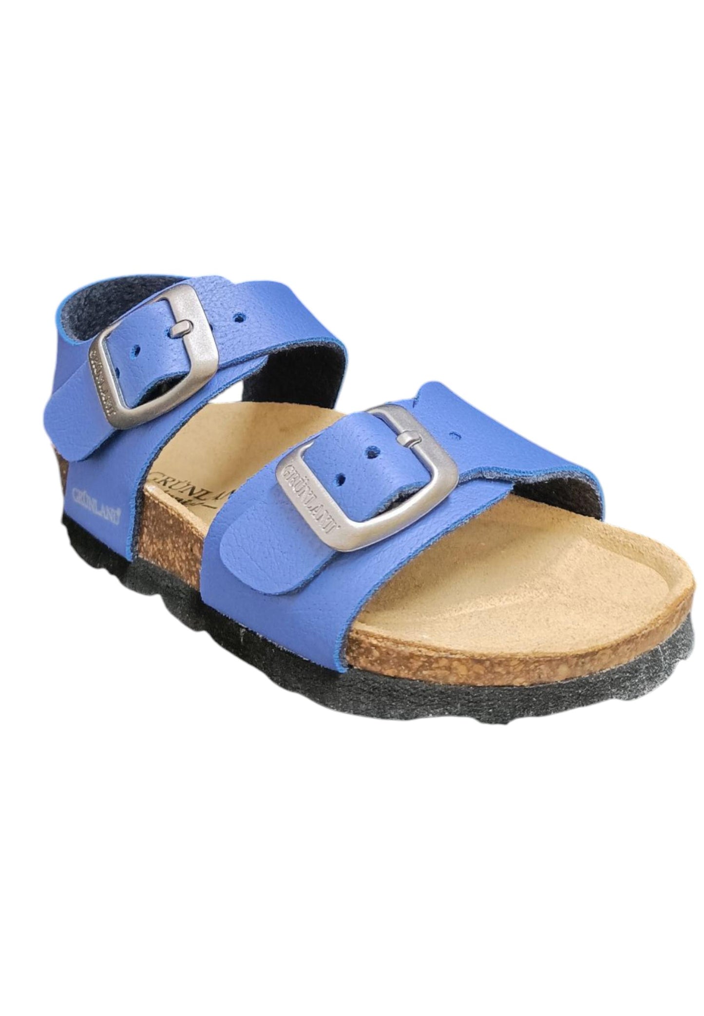 Sandalo bio bambino Grunland Junior 0901 jeans pelle sughero fibbia comfort