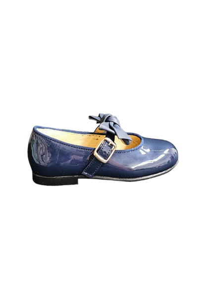 Ballerina bambino Panyno B2601 blu vernice fibbia fiocco estraibile elegance