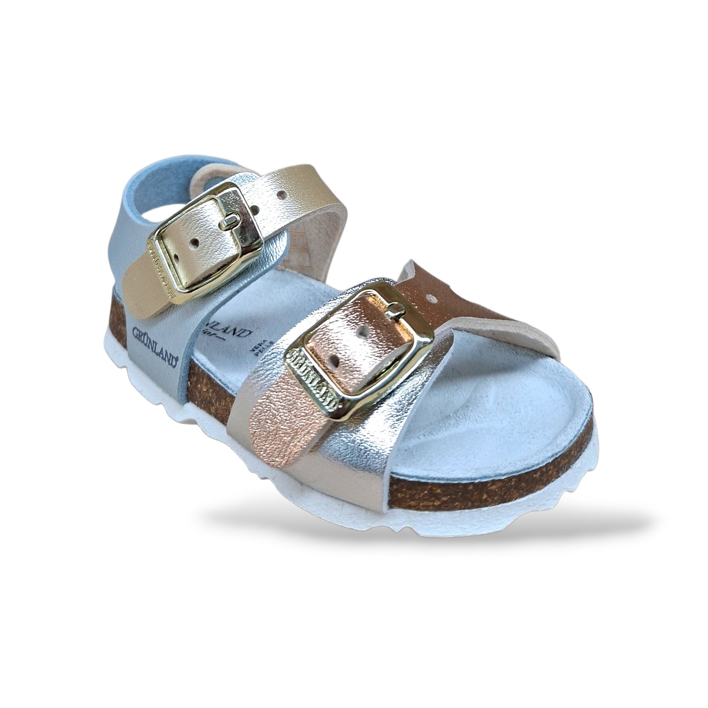 Sandalo Bio Sughero Bambine Grunland Junior Aria Argento Multi – Primissimi Passi Fibia EVA Cerimonia