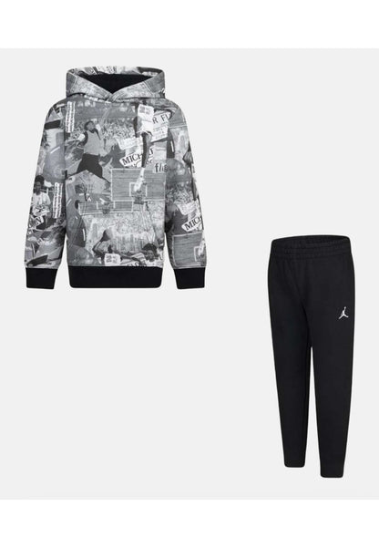 Tuta Nike Jordan Bambini con Cappuccio Bianco Grigio Nero - Cotone Felpato