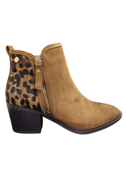 Stivaletti donna XTI camel maculato suede - Stile urban con zip laterale