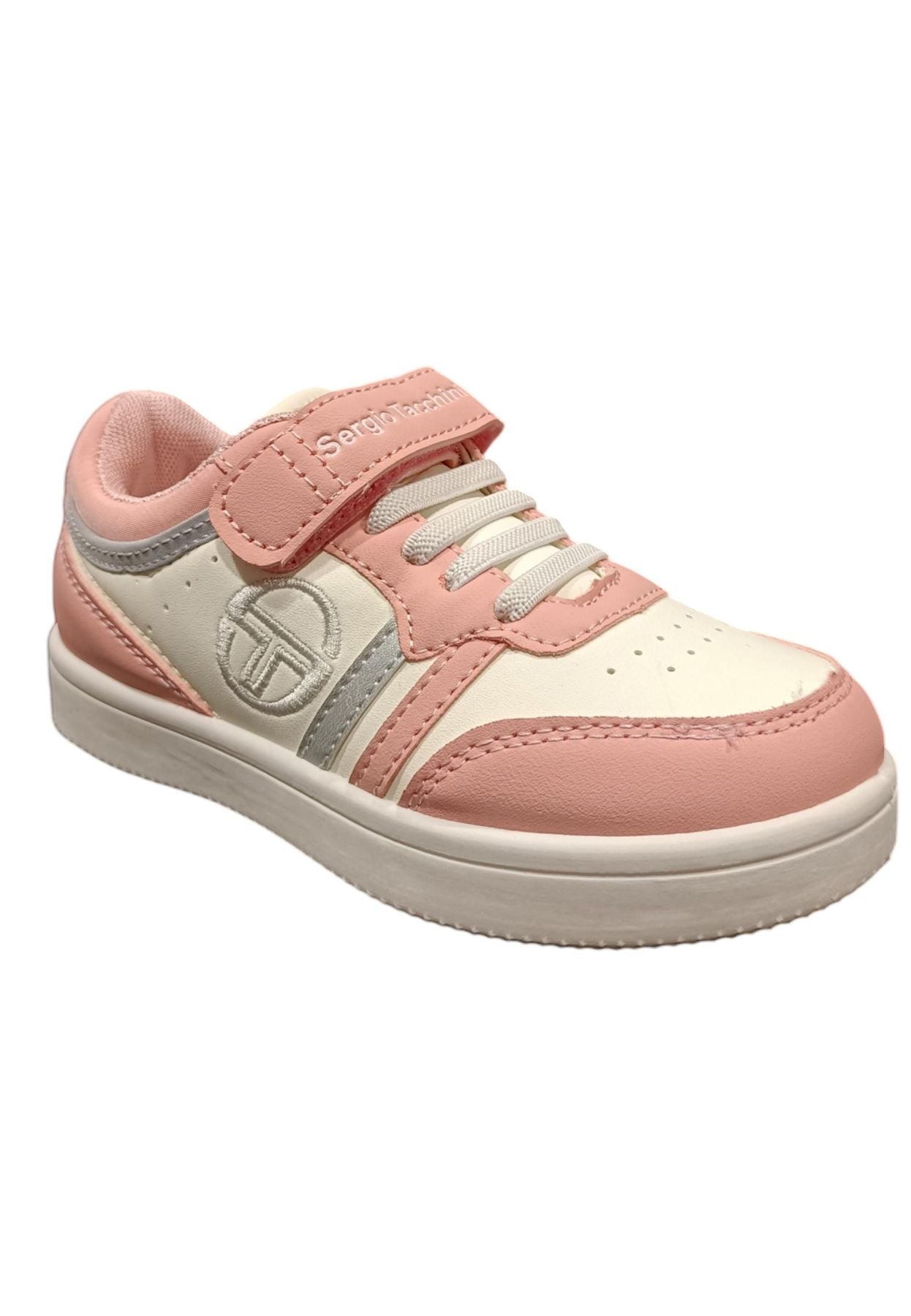 Scarpe snekears Unisex bambino Sergio Tacchini ROMA  bianco-blue-rosso laccio elastico e velcro
