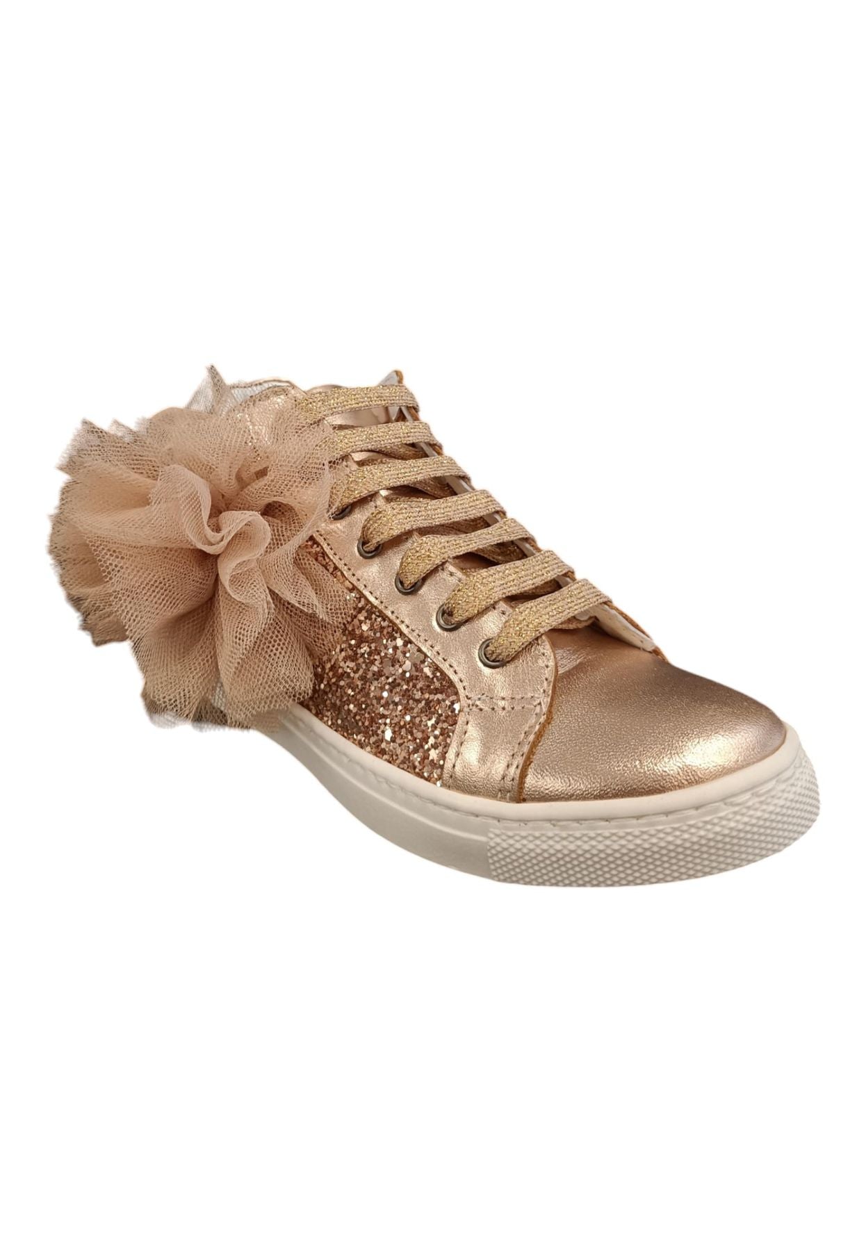 Scarpe sneakers Bambine e ragazze platis P2422  glitter argento-rosa laccio
