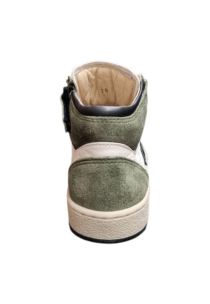 Ciao Junior Snk Sneakers Bambino Ragazzo Bianco Verdone Nero - Scarpe Pelle Zip
