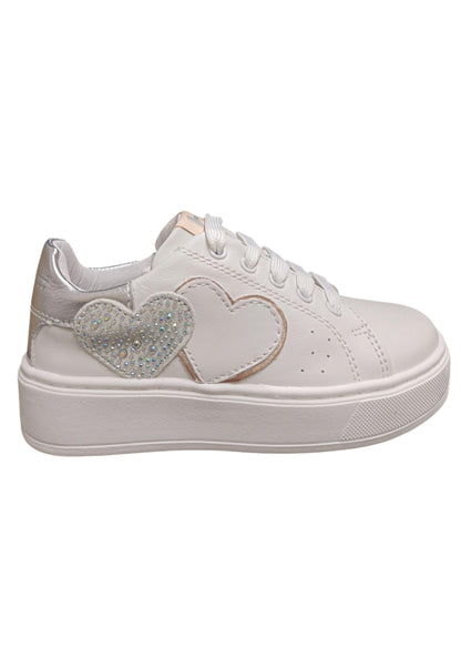 Scarpe sneakers Bambine e ragazze balducci kiab  bianco-argento laccio e zip laterale
