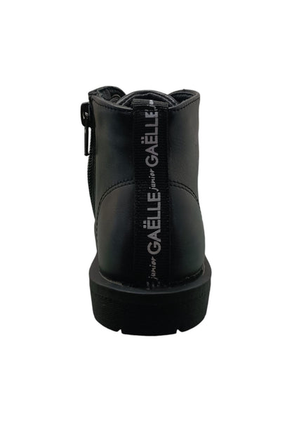 Anfibio bambina Gaelle Blond nero pelle crack lacci urban style