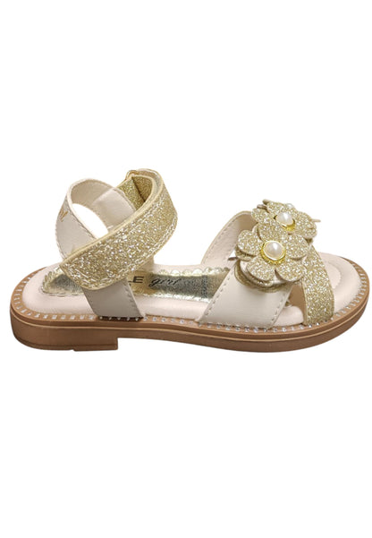 Sandali bambina Gaelle Queen platino pelle glitter