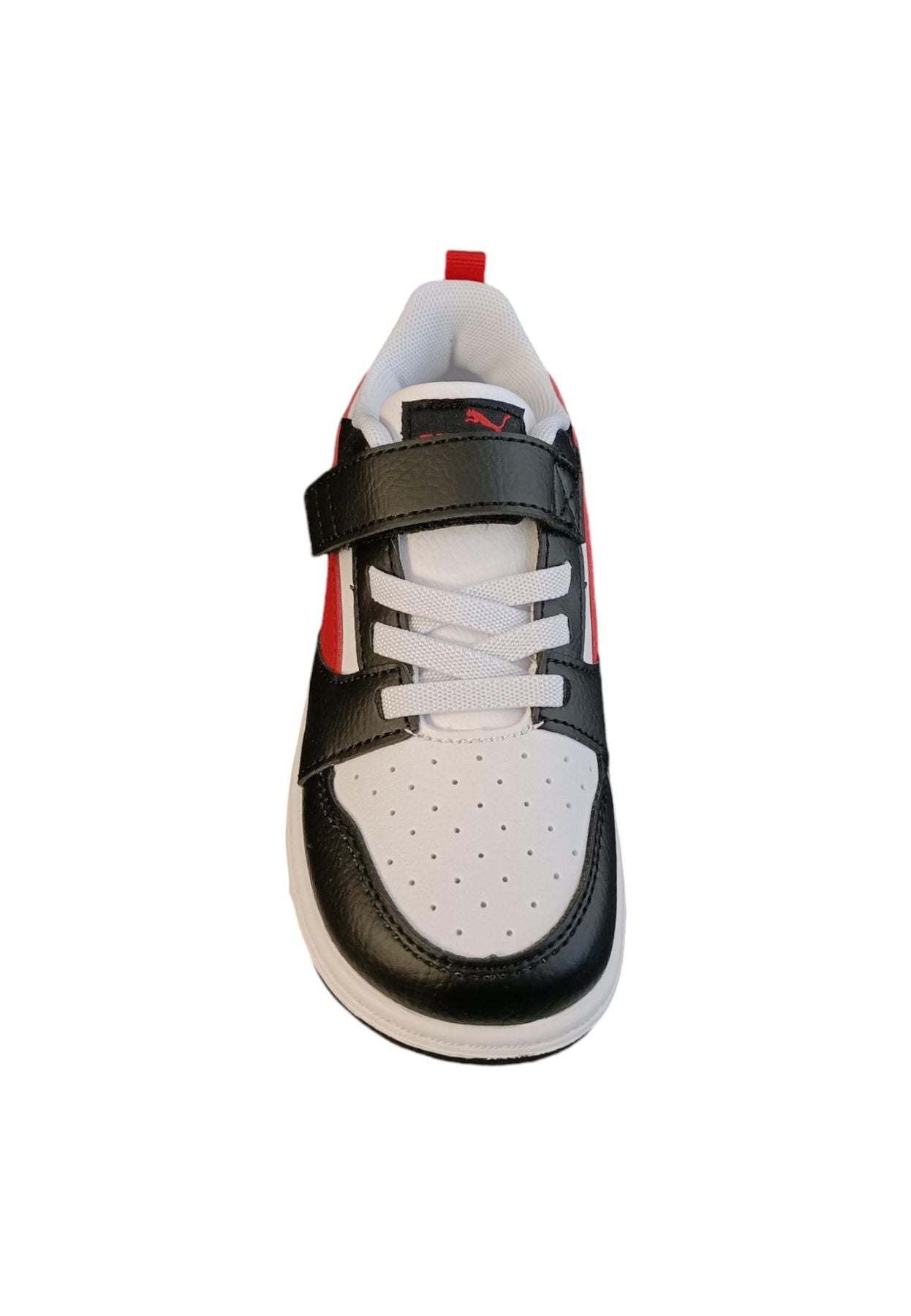 Scarpe sneakers Unisex bambini PUMA REBOUND  bianco-nero-blue laccio elastico e velcro
