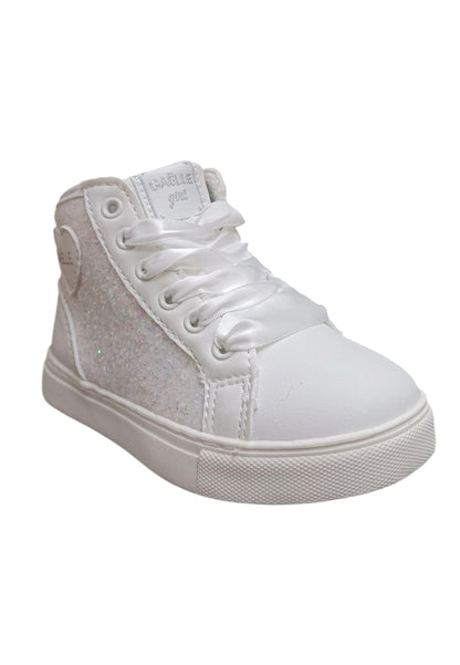 Scarpe sneakers Bambine gaelle glitter  bianco-glitter bianco laccio e zip laterale