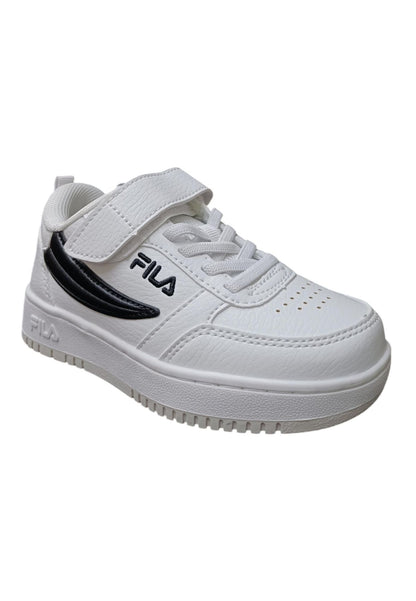 Scarpe sneakers Unisex bambini fila REGA  bianco-nero-celeste-grigio laccio elastico e velcro