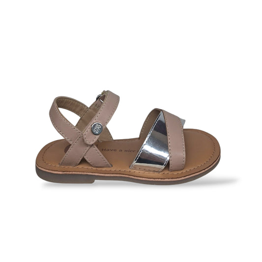 Sandali Bambina GIOSEPPO VANSBRO 78945 – Cipria e Oro in Pelle | Velcro per un Look Delicato e Prezioso