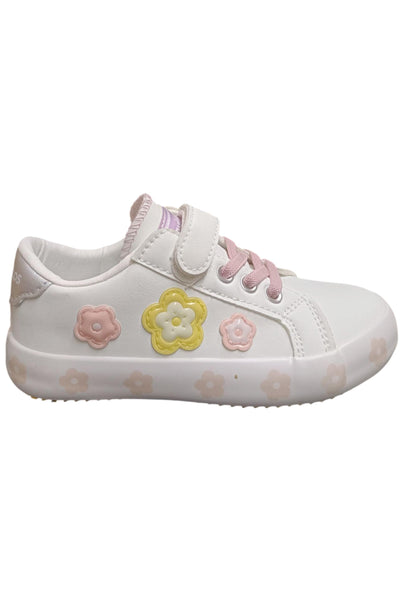 Scarpe sneakers Bambine e ragazze Conquitos COSH  bianco-rosa-giallo laccio elastico e velcro