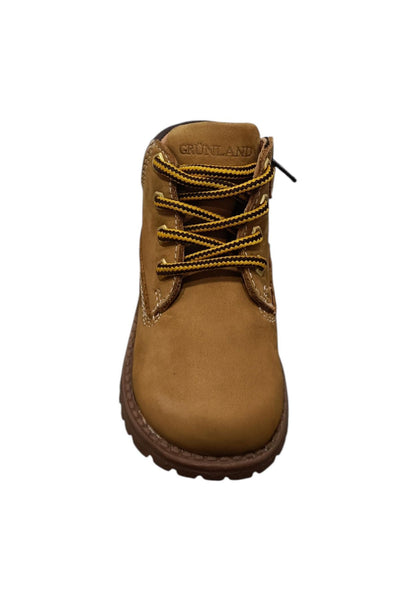 Scarpe boascaiolo Unisex bambini Grunland Junior POUF  ocra laccio e zip laterale