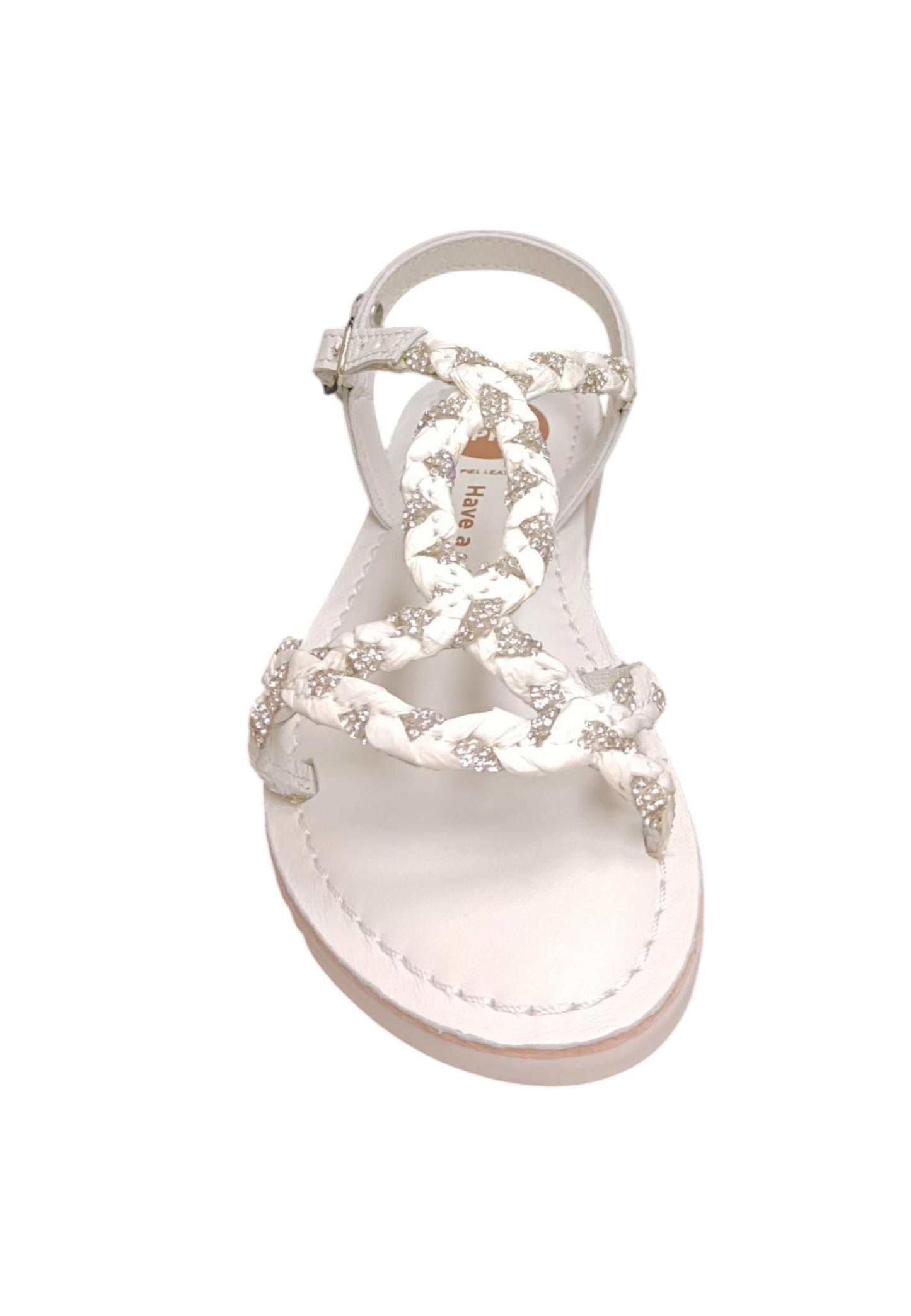 Sandalo bambina Gioseppo Wenham bianco pelle fibbia comfort elegance