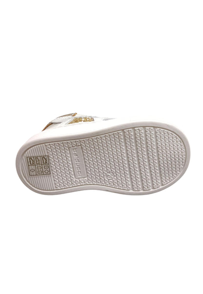 Sneakers primi passi bambina Balducci Cita bianco oro pelle - Eleganza preziosa con chiusura lacci