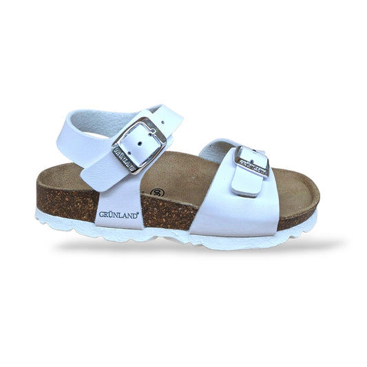 Sandalo Bio Sughero Bambini e Ragazzi Grunland Junior Luce Bianco – Fibia