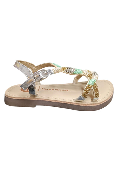 Sandalo bambina Gioseppo Komensky argento pelle fibbia comfort elegance