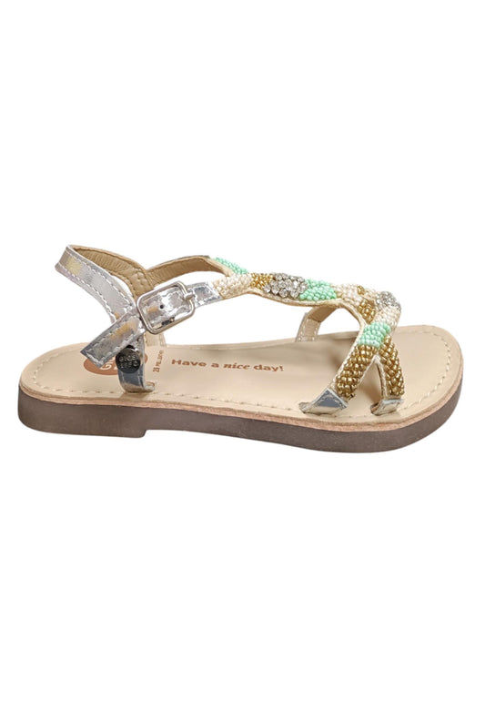 Sandalo bambina Gioseppo Komensky argento pelle fibbia comfort elegance