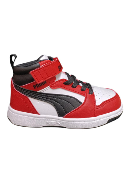 Puma Rebound Sneakers Bambino Ragazzo Bianco Rosso Nero - Scarpe Ginnastica Velcro