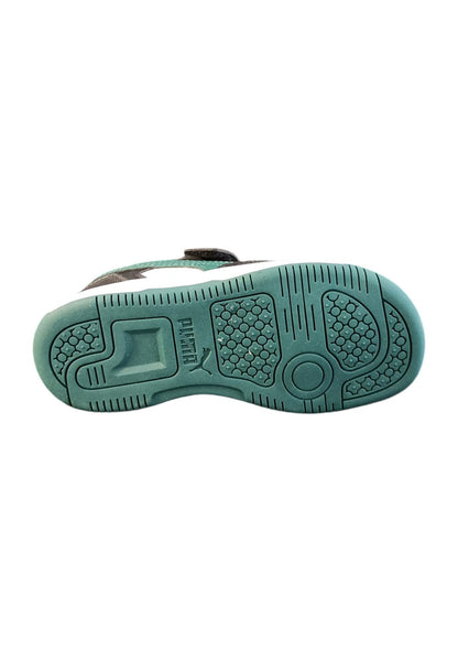 Scarpe sneakers Unisex bambini PUMA REBOUND  bianco-nero-blue laccio elastico e velcro