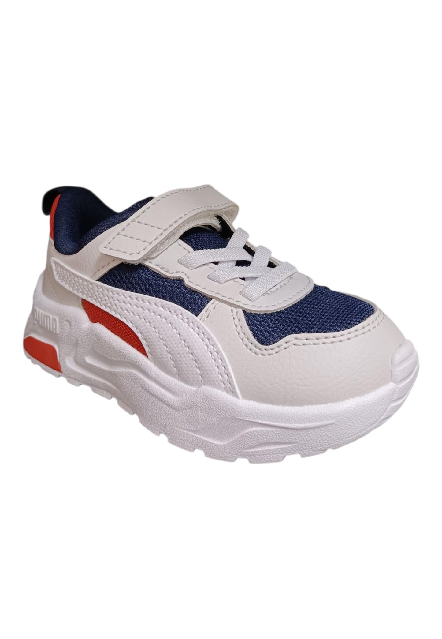 Puma Trinity Sneakers Bambino Ragazzo Bianco Grigio Rosso - Scarpe Ginnastica Velcro
