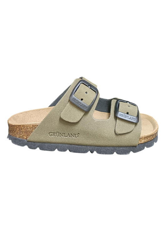 Scarpe ciabatta Bambini e ragazzi Grunland Junior 0714  OLIVA fibia