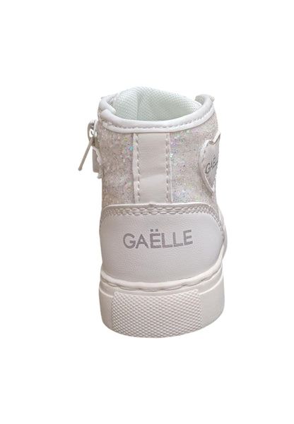 Scarpe sneakers Bambine gaelle glitter  bianco-glitter bianco laccio e zip laterale