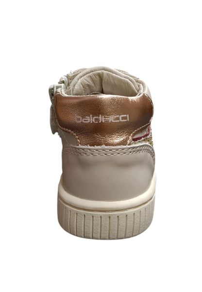 Sneakers primi passi bambina Balducci Cita bianco beige oro pelle - Eleganza luminosa con lacci