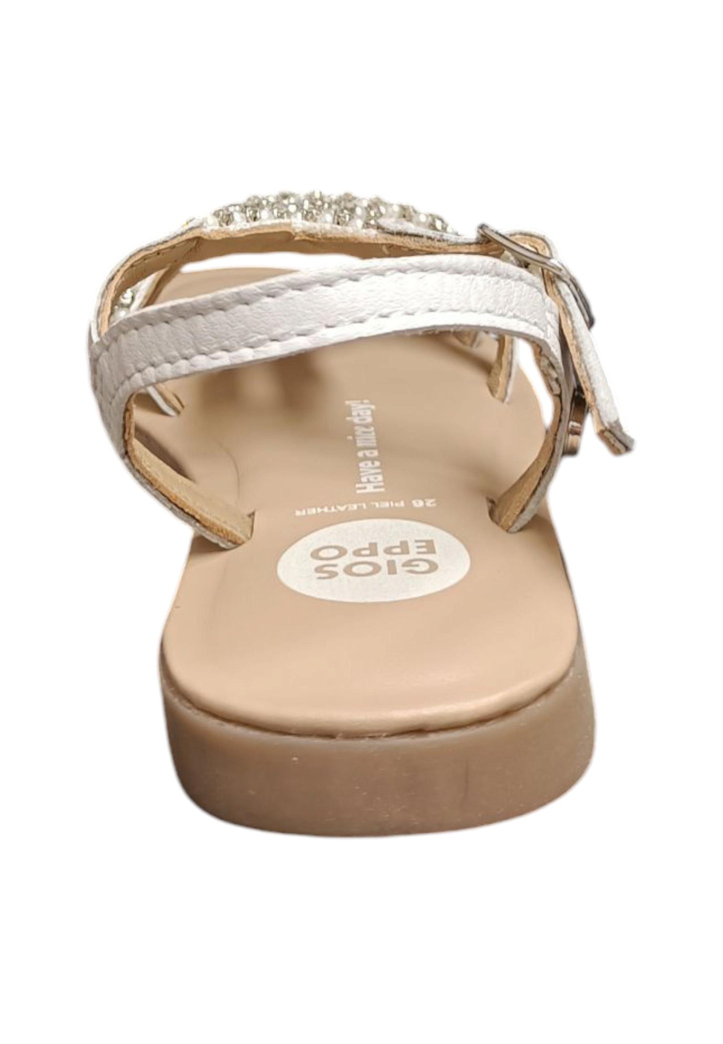 Sandalo bambina Gioseppo Komensky bianco pelle fibbia comfort elegance