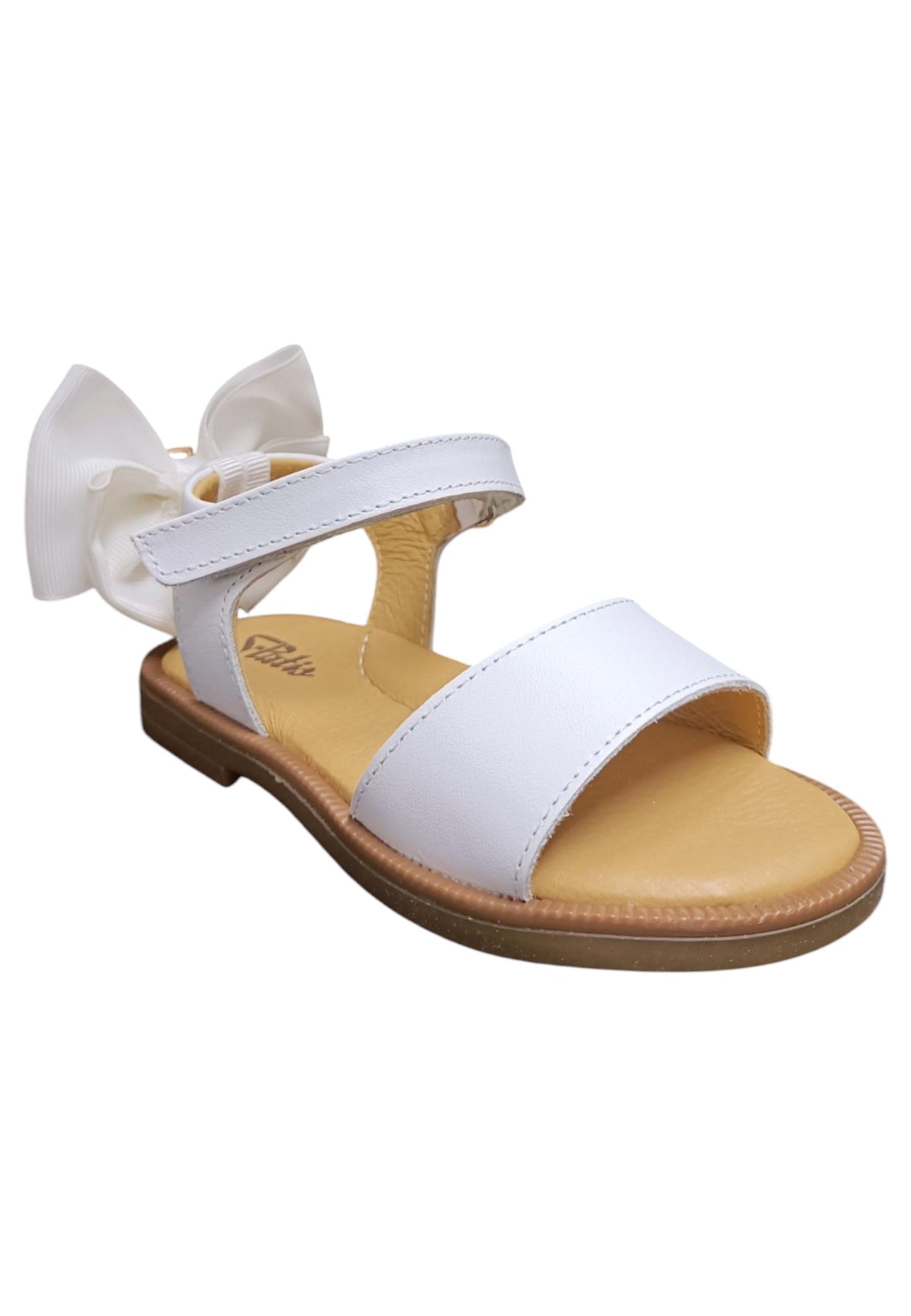 Sandalo bambina Platis Open Classic bianco pelle - Sandalo da passeggio con velcro