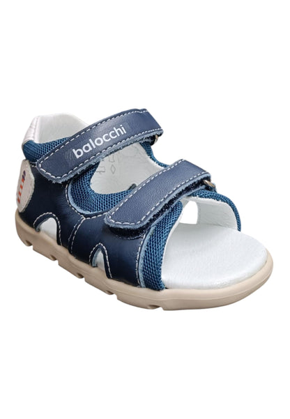 Sandalo bambino Balocchi Over blue-bianco pelle - Primi passi tallonato con velcro