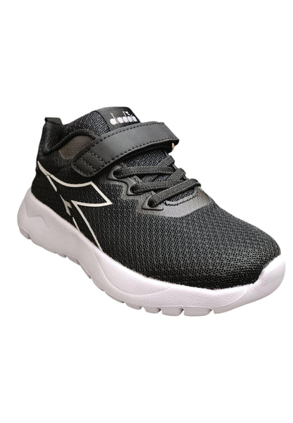 Scarpe sneakers Bambini e ragazzi Diadora evo run  nero-bianco laccio elastico e velcro
