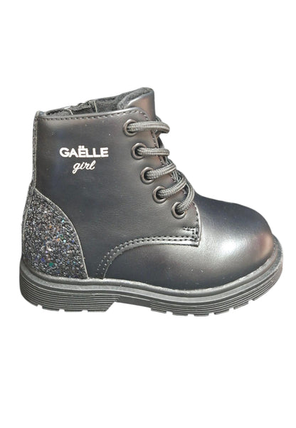 Anfibio bambina Gaelle nero glitter pelle zip laterale urban style