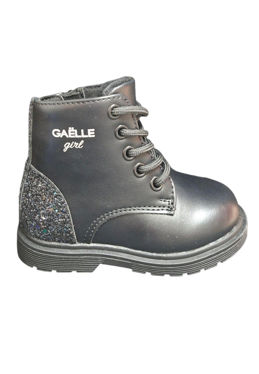 Anfibio bambina Gaelle nero glitter pelle zip laterale urban style