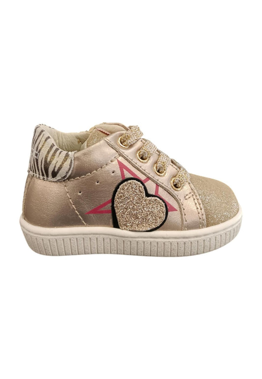 Scarpe sneakers bambina balducci 3813  platino-nero-fucsia laccio e zip laterale
