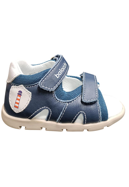 Sandalo bambino Balocchi Over blue-bianco pelle - Primi passi tallonato con velcro