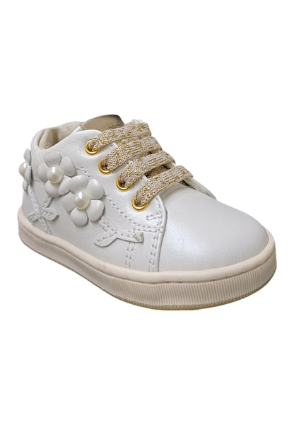Scarpe sneakers bambina balducci cita  bianco-oro laccio e zip laterale
