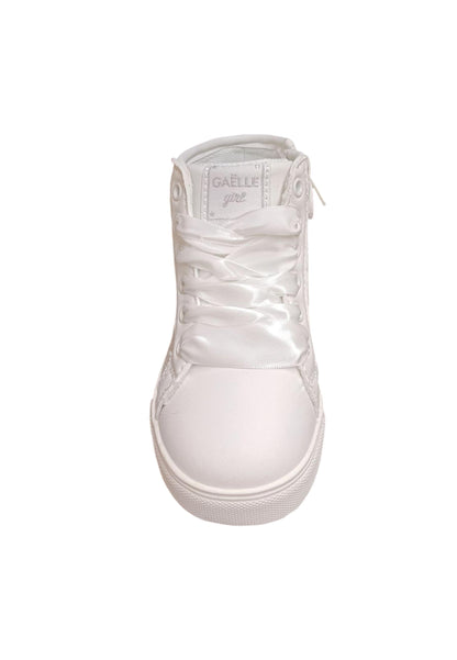 Scarpe sneakers Bambine gaelle glitter  bianco-glitter bianco laccio e zip laterale