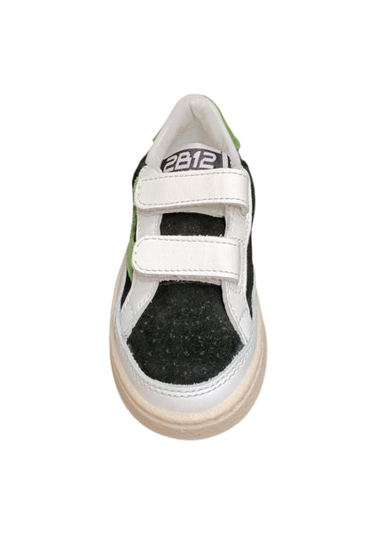 Scarpe sneakers Bambine e ragazze 2B12 BABYMINI PLAY bianco-nero-verdone velcro