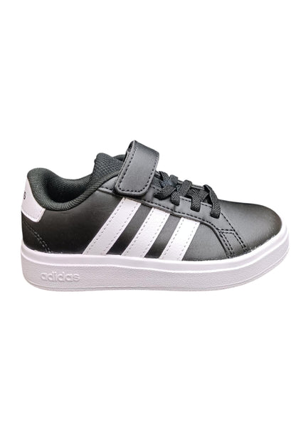 sarpe sneakers Bambini e ragazzi adidas GRAND COURT  nero-bianco laccio elastico e velcro