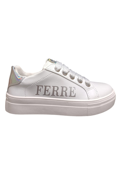 Scarpe sneakers Bambine e ragazze ferrè krug  bianco laccio e zip laterale