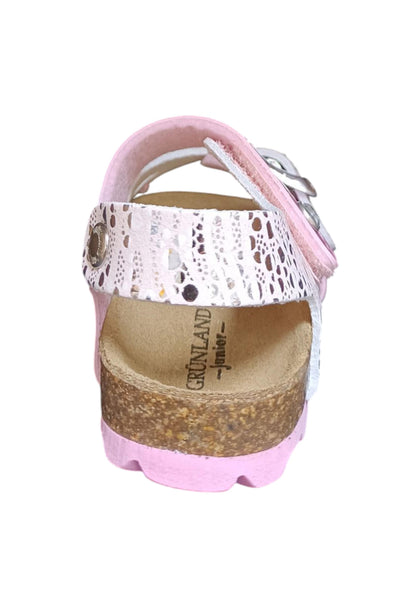 Sandalo bio bambino Grunland Junior 1116 rosa pelle sughero fibbia comfort
